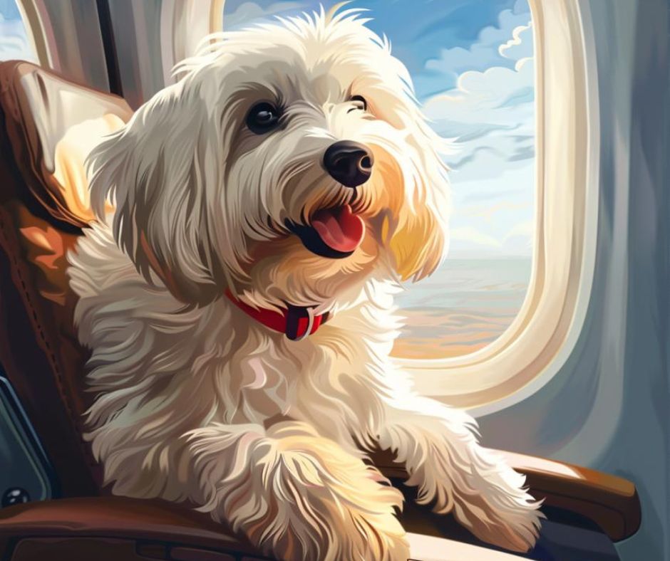 Coton de Tulear on airplane