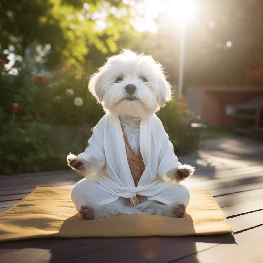 Coton de Tulear meditating (Midjourney)