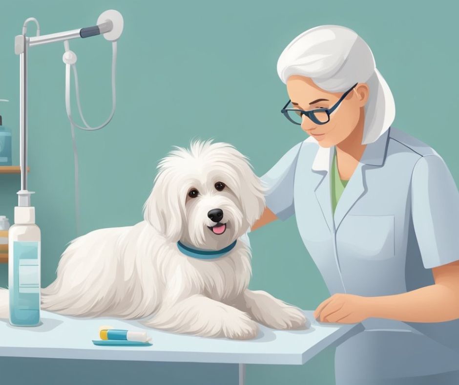 coton de Tulear at vet cartoon