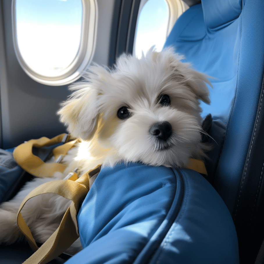 coton de tulear on airplane