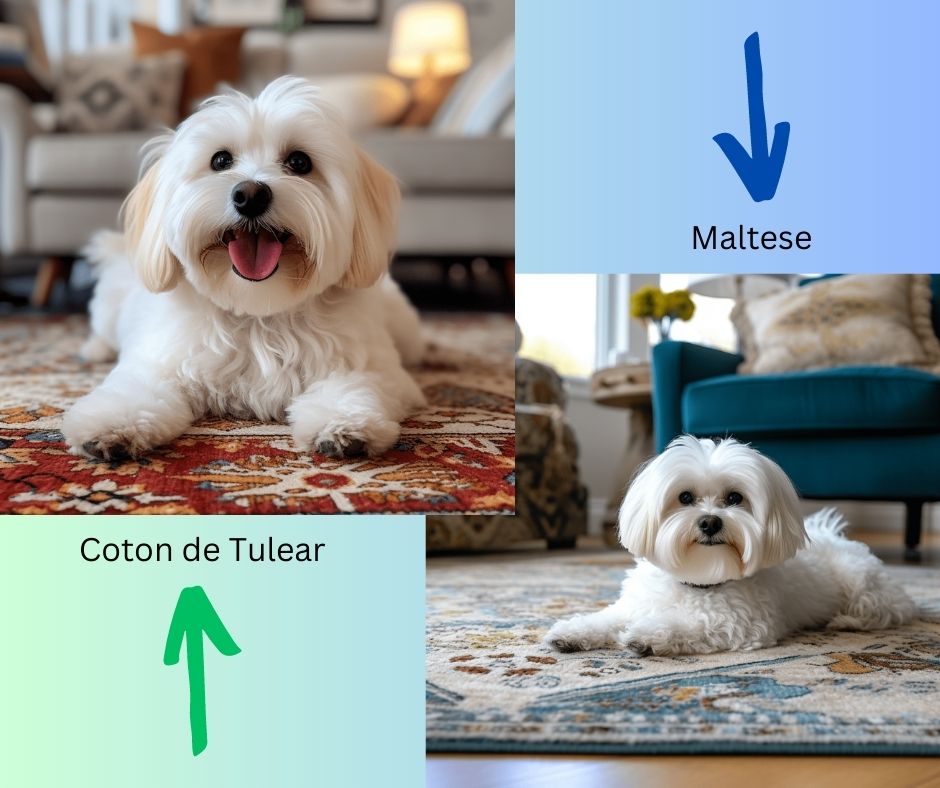 coton de tulear vs maltese on rug