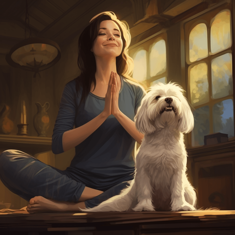 Art Rendering Coton de Tulear Yoga