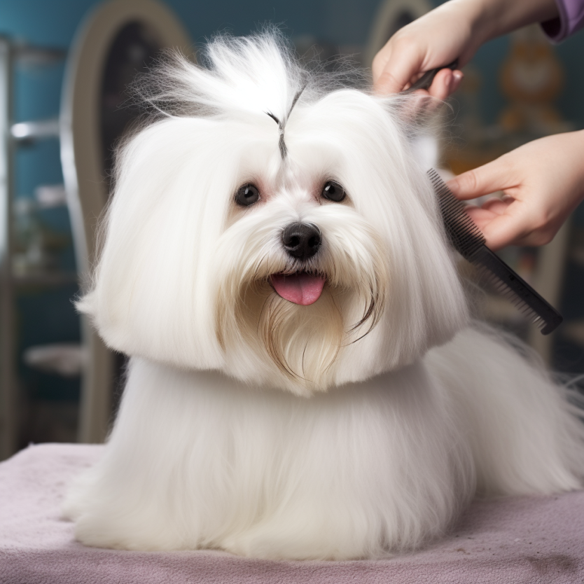 coton de Tulear being groomed